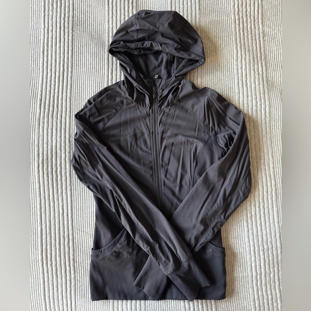lululemon athletica Black Hooded Zip-Up Jacket Size 8